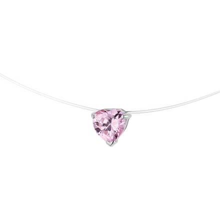 Roze zirkoniumoxide ketting 5 mm vorm kar nylon transparant zilver 925