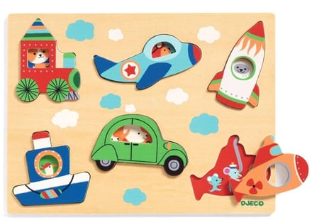 DJECO puzzel Coucou Vroum voertuigen 18 mnd+