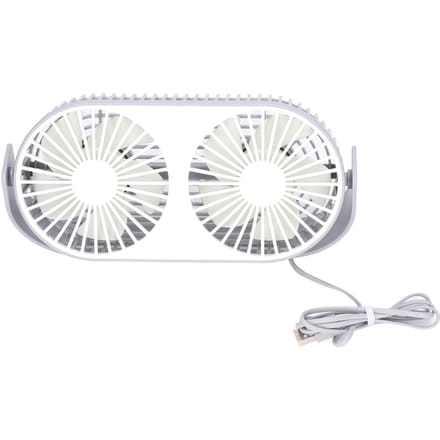 Dubbele ventilator 360 graden rotatie USB-oplaadbaar Dubbele ventilator met dubbele kop Geluidsarm rasterontwerp Mini-bureauventilator USB-bureau white