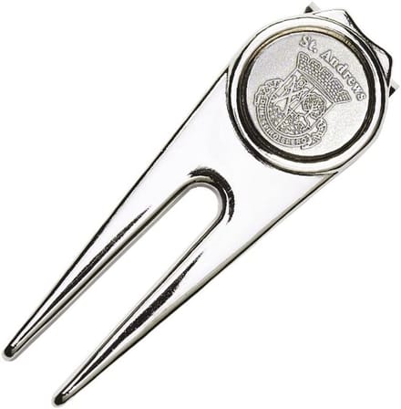 Golf Pitchfork - Divot Tool - Baanonderhoud - Met Balmarker - Zilver