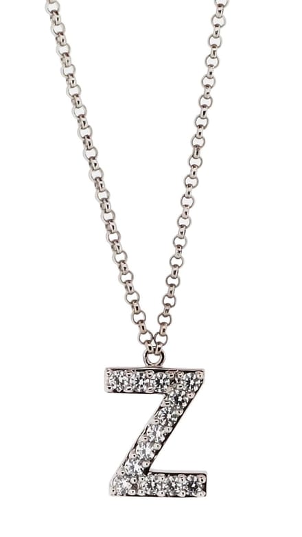 Orphelia Zilver Alphabet hanger met ketting 44 cm Zirconium