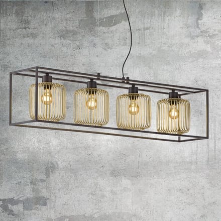 Fischer & Honsel Caydo - Hanglamp - 4x E27 max. 40 W (excl. lichtbron) - 110 x 23 x 150cm - Zwart/Goud