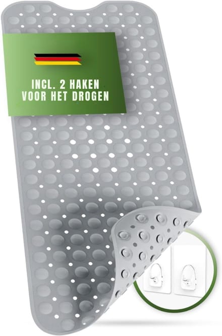Core® Badmat antislip voor in bad - Douchemat antislip voor douche - Badmat antislip - Grijs - ‎100cm x 40cm x 5cm