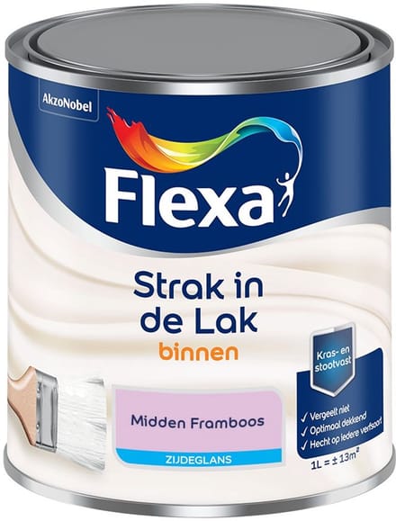 Flexa - Strak In De Lak Binnenlak Zijdeglans - Midden Framboos - Mengverf - 1 L