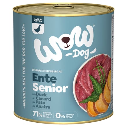 6x 800g WOW Senior Eend Hondevoer nat