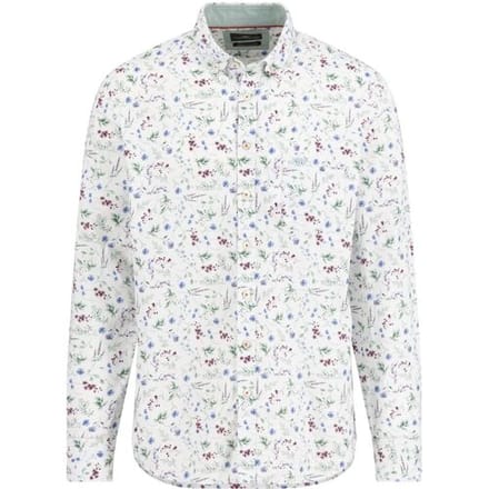 Fynch-Hatton Overhemd Washed Oxford Leaves Flowers Pattern Berry-Multi / male