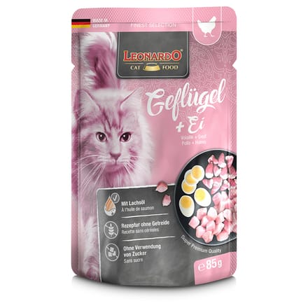 Dubbelpak: Leonardo Finest Selection Zakjes 32 x 85 g Kattenvoer - Gevogelte & Ei