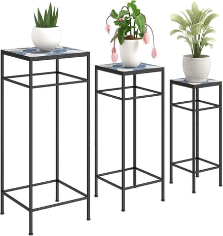 Outsunny plantenstandaard - metaal - 28L x 28B x 71H cm - blauw