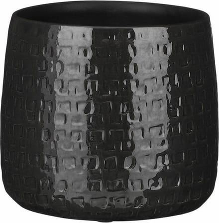 Mica Decorations Plantenpot - keramiek - zwart - D19/H17 cm - bloempot