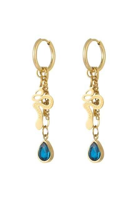 YW - Oorbellen "snake soul"- Goud/Blauw