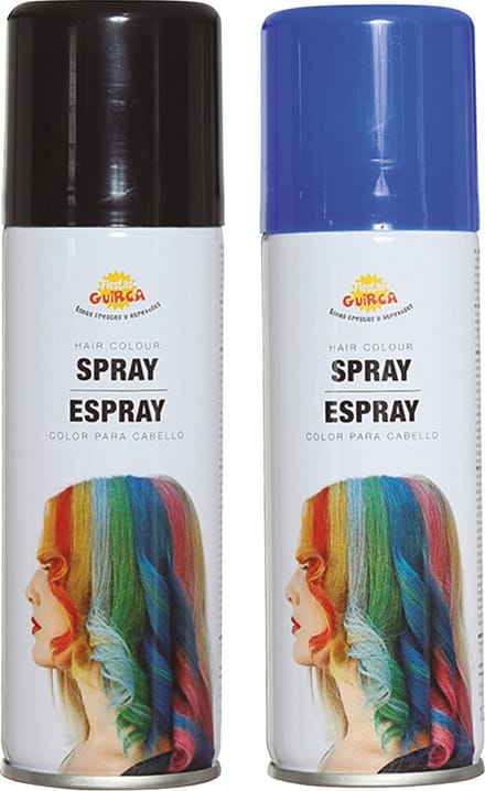 Fiesta Guirca Carnaval verkleed haar verf/spray - zwart en blauw - spuitbus - 125 ml