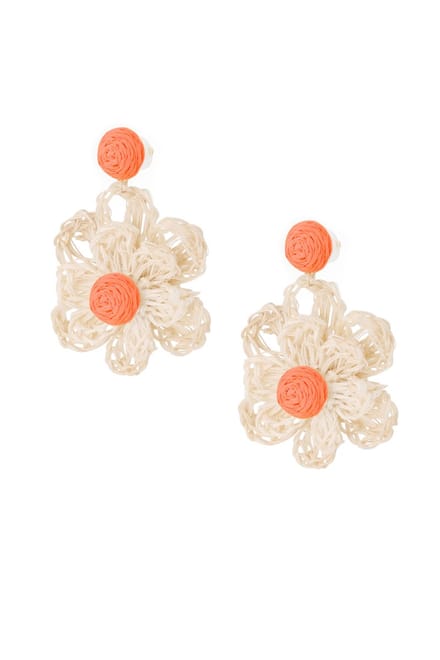 Bijoutheek Oorknoppen Bloem Raffia Orange