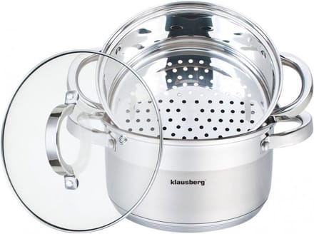 Klausberg 7135 - stoompan - 3 delig - 18cm - rvs - alle warmtebronnen