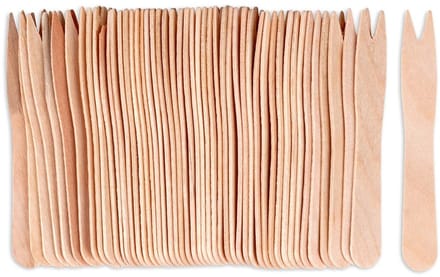 Excellent Houseware Snack vorkjes - patat vorkjes - friet vorkjes - 50x stuks - hout - 8.5 cm - bewuste keuze