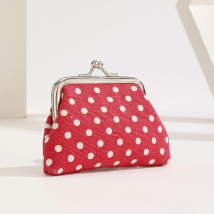 Porte-monnaie à pois durable avec fermeture éclair - Bleu marine à pois blancs, Compact et élégant pour les pièces de monnaie et les petits objets red