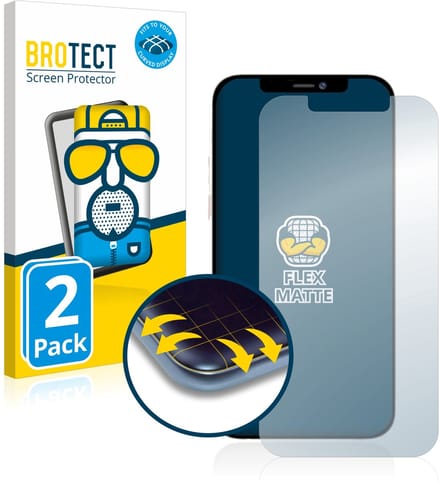 BROTECT - Screenprotector voor Apple iPhone 12 Pro Max - Folie Beschermfolie matte volledig dekking 2 Stuks