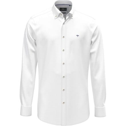 Fynch-Hatton Overhemd Washed Oxford Solid Color Kent Collar Wit / male