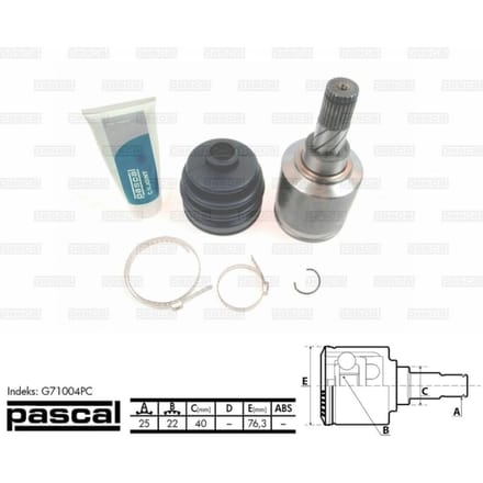 Homokineet reparatie set, aandrijfas PASCAL G71004PC