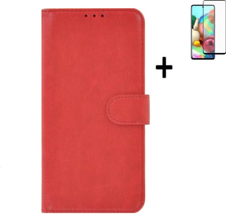 Samsung Galaxy A52 Hoesje - Samsung Galaxy A52 Full Screenprotector - Samsung A52 Hoes Wallet Bookcase Rood + Full Screenprotector