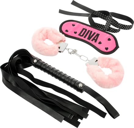 Banoch | La Diva hot pink bondage | blinddoek, zweepje en handboeien