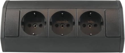 3-Way Base Socket with Aluminium Housing and 100 cm Cable