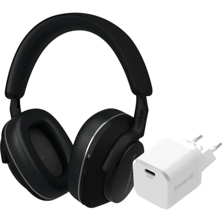 Bowers & Wilkins Px7 S2e Zwart + BlueBuilt Power Delivery Oplader met Usb C Poort 20W Wit