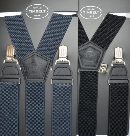 Voordeelset! 2-pack Timbelt Bretels zwart & grijs - 4 Clips - Extra stevige Klem Clip - Elastische Bretels