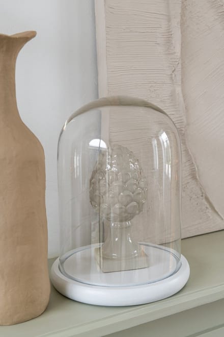 J-Line Decoratieve stolp - glas/hout - wit - small