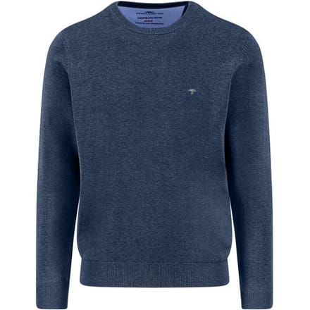 Fynch-Hatton Trui O-Neck Superfine Cotton Uni Color Night / male