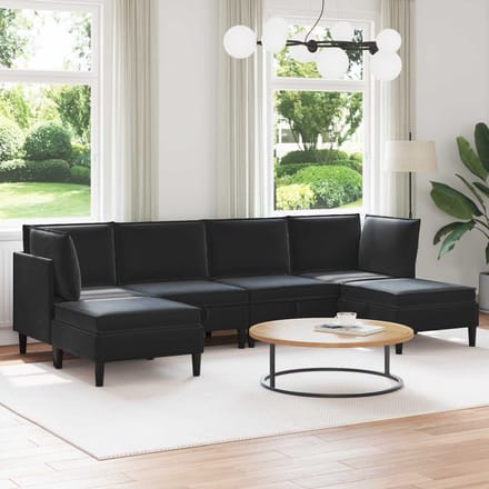 vidaXL - Woonkamer - Meubelset - 6 - st - Zwart - Fluweel