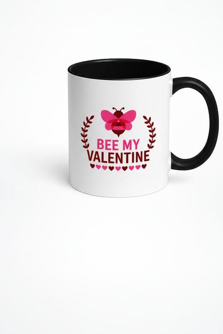 Valentijn Mok 'Bee My Valentine' met Roze Bij Design | Romantisch Liefdes Cadeau