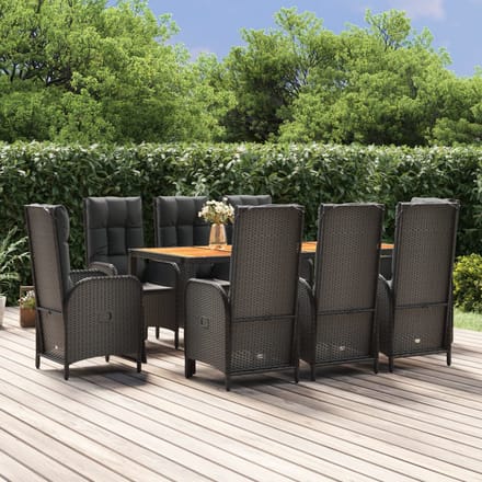 vidaXL - 9-delige - Tuinset - poly - rattan - zwart