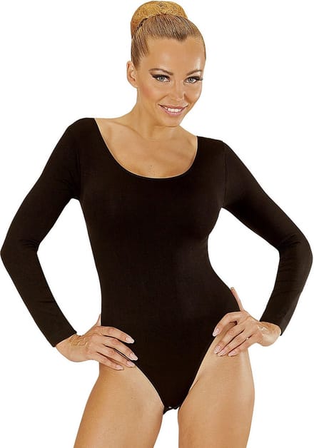 Unicolor Body Volwassen Met Knoopsluiting, Zwart Vrouw