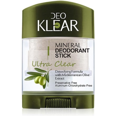 DEOKLEAR Minerale deodorantstick 70 g. (Ultra Helder) - Detox Formule met Mediterraanse Olijfolie Extract 70 g. black