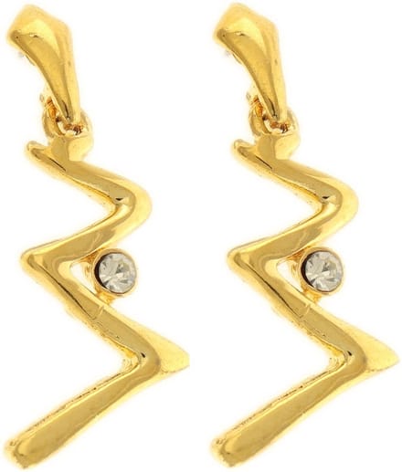 Behave - Dames oorbellen - Goudkleur hanger zigzag modern - 4 cm