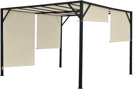 Pergola Baia, tuinpaviljoen terrasoverkapping, stevig 6cm stalen frame + schuifdak ~ 4x3m