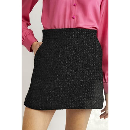 Boden Tweed Metallic Mini Skirt Blk Maat: 16 | Mini Rokken Outlet | Dames | Zwart