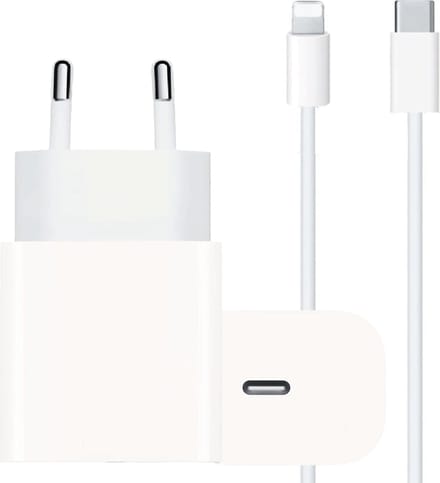 Snellader geschikt voor iPhone 14/13/12/11/X - Usb-C naar Lightning kabel - 20w - Power Delivery - 1 Meter - Set