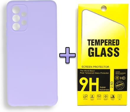 HB Hoesje Geschikt voor Samsung Galaxy A72 - Paars + Tempered Glazen Screenprotector - Siliconen Back Cover