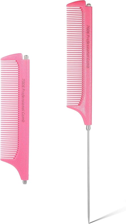 Steelkam Set - Haarstyling Kam - Haar Vlechten - Intrekbaar Design - 2 stuks - Roze