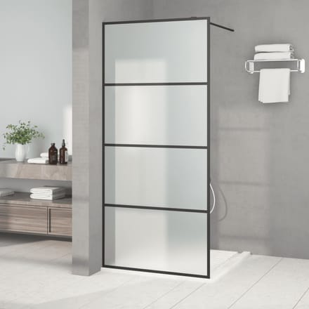 vidaXL - Inloopdouchewand - 90x195 - cm - mat - ESG-glas - zwart