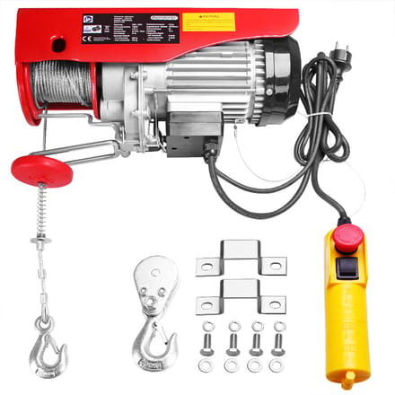Monzana Elektrische Kabbellier - 200 tot 400 kg Katrol Motor - Rood