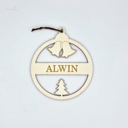 [Nice Little Things] -Houten Kerstbal - met Naam - Multiplex