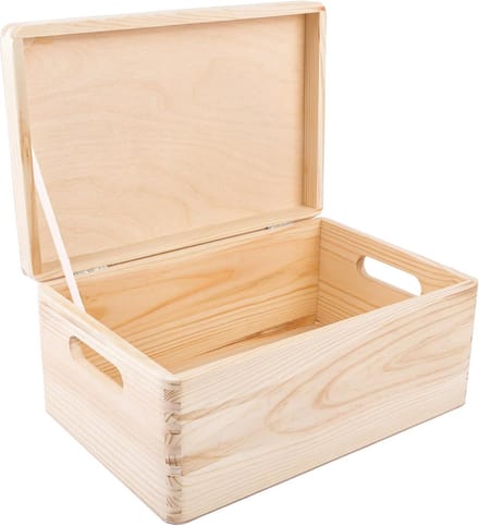 Creative Deco Grote Houten Opbergkist – 30x20x14cm (+/- 1 cm) – Met Deksel, Handvat