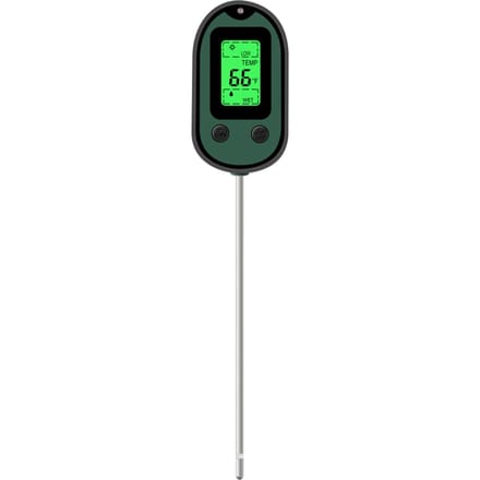 Bodem pH-meter 5 in 1 Zonlicht Vochtigheid pH Temperatuur Visueel Alarm Zuurheidsmeter Bodemtester groen