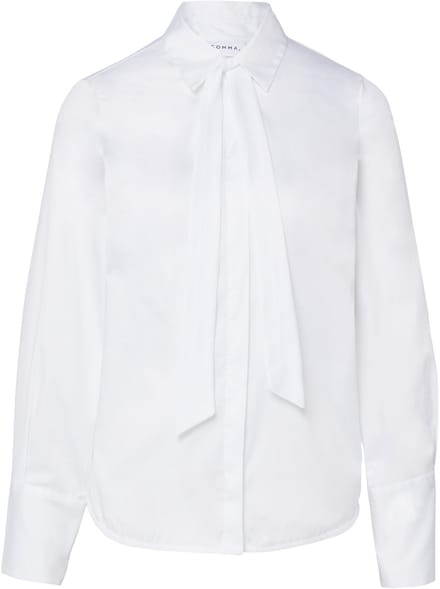 comma - female - Stretch popeline blouse met afneembaar strikdetail