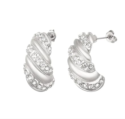 Oorbellen - Luxe - Twisted Zircon - Zilverkleurig