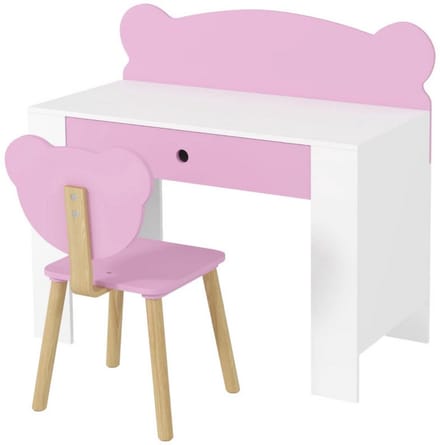 Bureauset - Bureau - Bureaustoel - Kinderstoel - Kindertafel - Tafel voor knutselen - 3-8 jaar - Roze