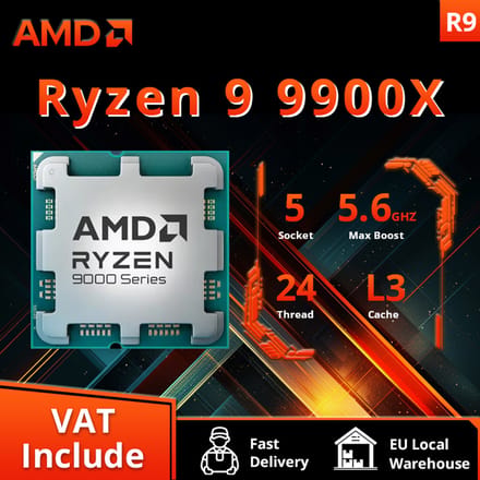AMD Ryzen 9 9900X Nieuwe 12-core 24-draads R9 9900x 9000-serie DDR5 5,6 GHz L3 = 64M Game Cache Socket AM5TDP 120W maar zonder ventilator