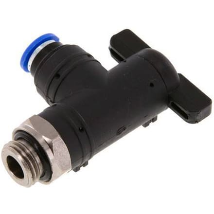 6 mm - G1/4'' Kunststof/Messing L-stuk 2-Weg Kogelkraan